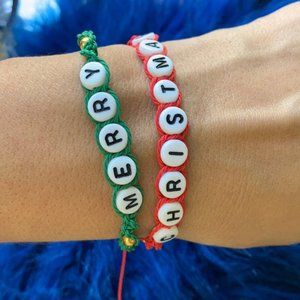 Merry Christmas braided set bracelet